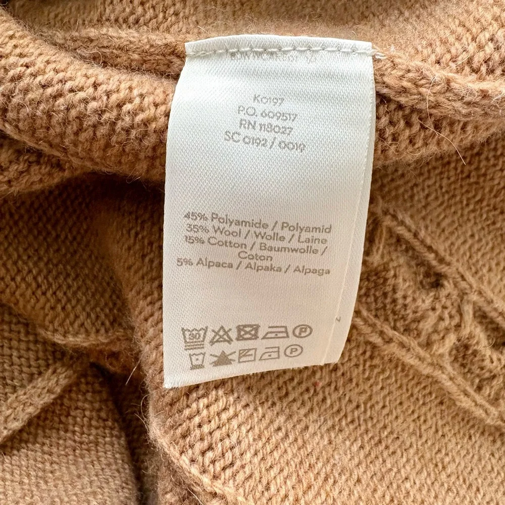 Boden Cynthia Women’s Cable Knit Sweater Dress Camel Tan Wool Blend Size 4 - Picture 4 of 6